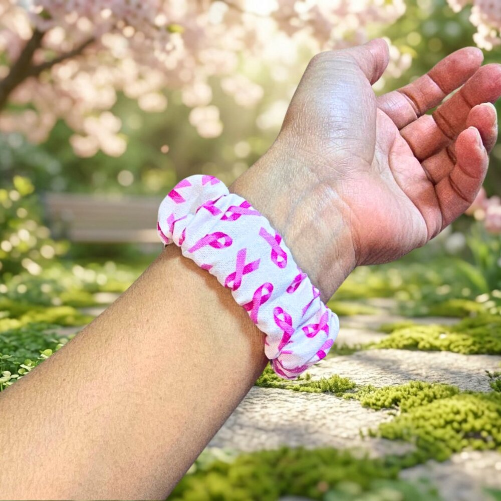 Pink Ribbon Breast Cancer Awareness Scrunchie Watch Band